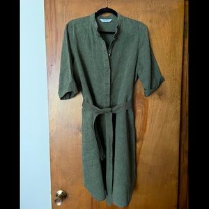 MaxMara Green Linen Shirt Dress